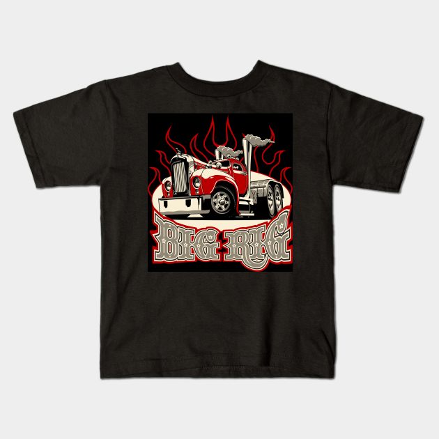 Cartoon semi truck Kids T-Shirt by Mechanik